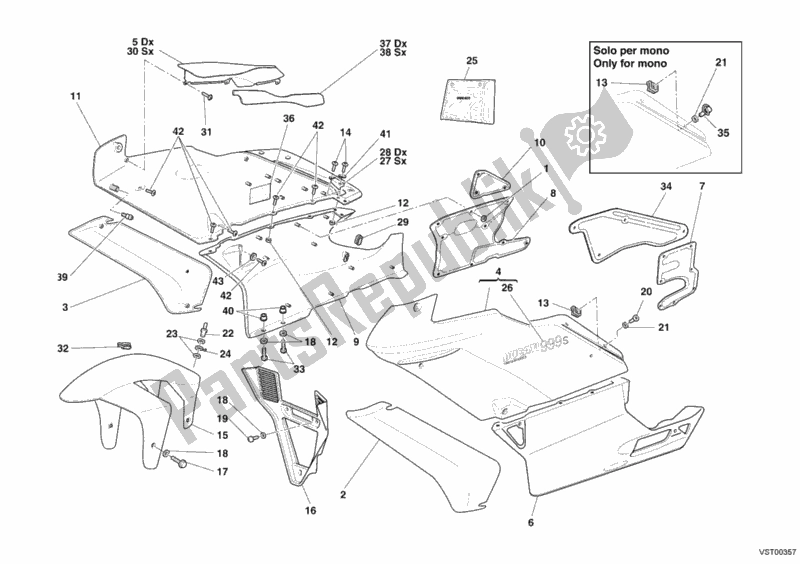 Tutte le parti per il Carenatura del Ducati Superbike 999 S 2005